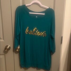 Teal Sequin 'Believe' Women's Sweatshirt